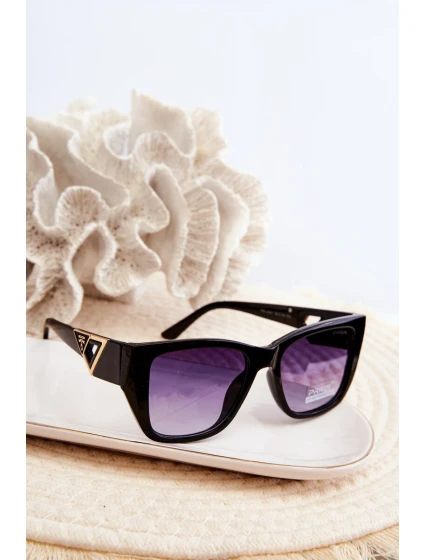 Dámské klasické sluneční brýle s ozdobnými detaily UV400 Černé