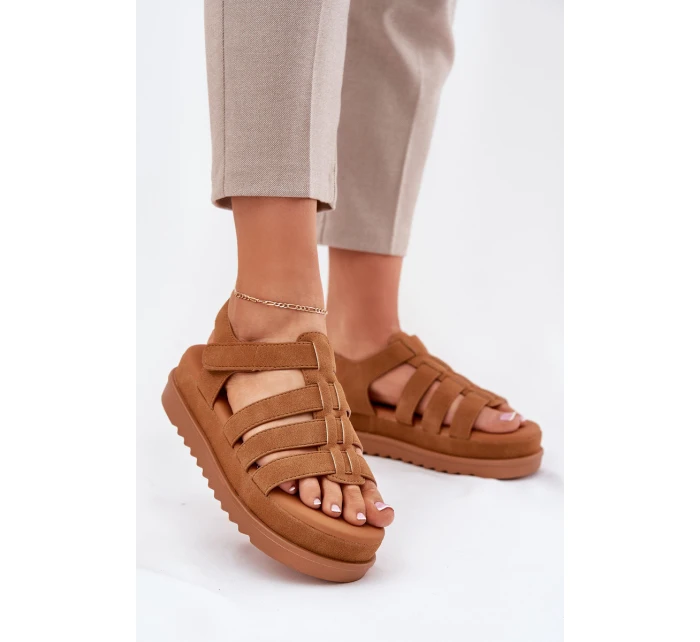 Dámské Sandály Na Platformě Eko Semišové Camel Filisenia Dámské Sandály Na Platformě Eko Semišové Camel Filisenia