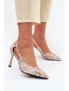 Lodičky s výřezy a zlatým sponou s vzorem model 22091849 - VINCEZA