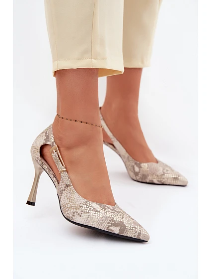 Lodičky s výřezy a zlatým sponou s vzorem model 22091849 - VINCEZA