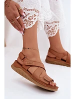 Kožené dámské sandály na platformě model 22208623 Camel - Maciejka Kožené dámské sandály na platformě model 22208623 Camel - Maciejka