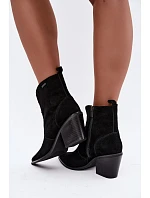 Dámské zateplené kovbojky na podpatku Big Star model 22349493 černé - Big Star Shoes Dámské zateplené kovbojky na podpatku Big Star model 22349493 černé - Big Star Shoes