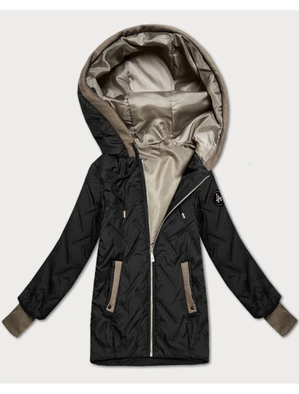 Černá dámská bunda s vsadkami model 21322564 - S'WEST Černá dámská bunda s vsadkami model 21322564 - S'WEST