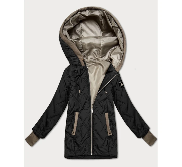 Černá dámská bunda s vsadkami model 21322564 - S'WEST Černá dámská bunda s vsadkami model 21322564 - S'WEST