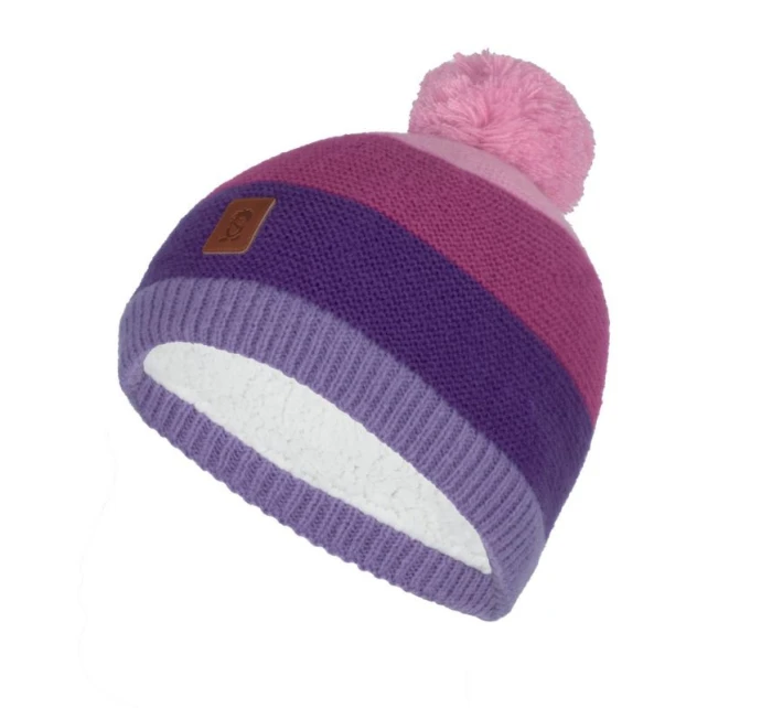 Trollkids Dětská zimní čepice Kids Gryllefjord Bobble Cap s bambulí růžová/fialová (987-243)