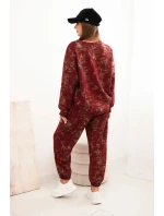Dámská oversize souprava z viskózy s model 21421742 mikinou a efektem praní bordó - K-Fashion Dámská oversize souprava z viskózy s model 21421742 mikinou a efektem praní bordó - K-Fashion