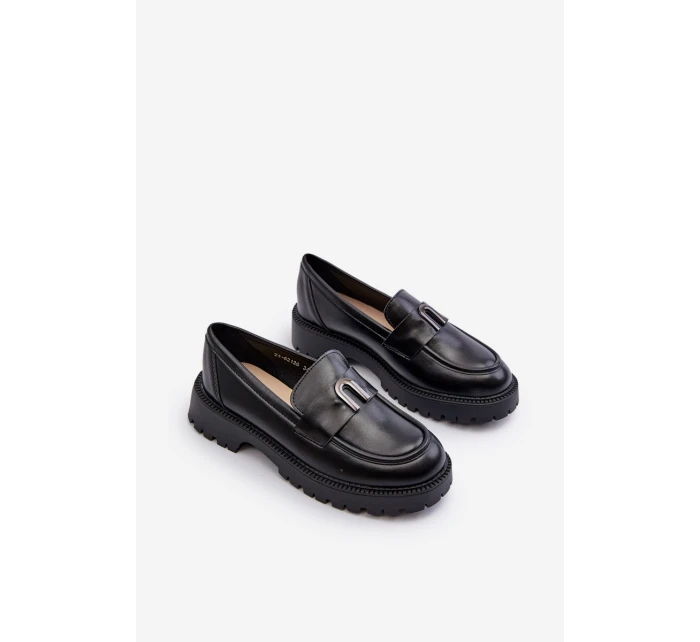 Dětské polobotky mokasíny s ozdobou Černé model 21649173 - VINCEZA