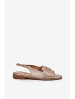 Dámské Sandály Na Podpatku S Ozdobou Růžové Zlato model 21698220 - S.Barski Dámské Sandály Na Podpatku S Ozdobou Růžové Zlato model 21698220 - S.Barski