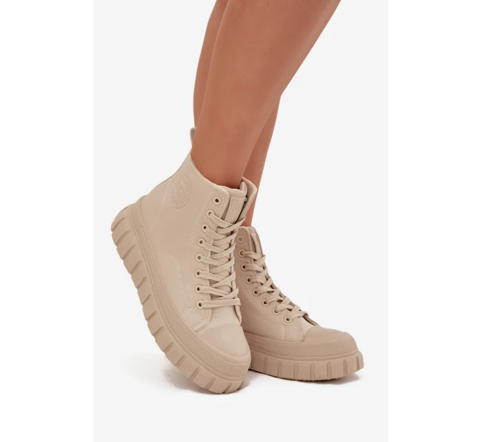 Zateplené dámské tenisky na platformě z ekokůže Big Star SS274535 béžové Zateplené dámské tenisky na platformě z ekokůže Big Star SS274535 béžové