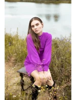 K078 Šaty s nabíraným páskem - levandulová K078 Šaty s nabíraným páskem - levandulová