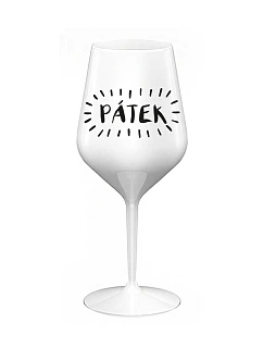 PÁTEK - bílá nerozbitná sklenice na víno 470 ml
