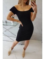 Pruhované volánkové šaty černé