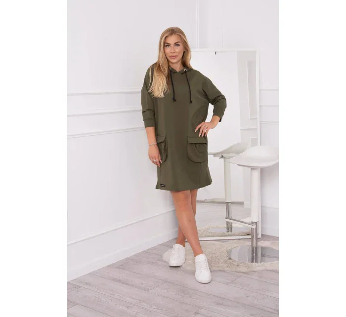 Kaki šaty s kapucí Kaki šaty s kapucí