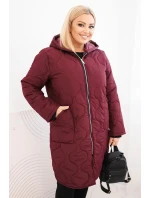 Dámská zimní prošívaná bunda Plus Size s kapucí švestková