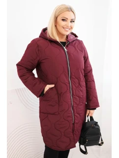 Dámská zimní prošívaná bunda Plus Size s kapucí švestková