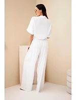 Dámský viskózový model 22185783 komplet se širokými kalhotami bílý - K-Fashion Dámský viskózový model 22185783 komplet se širokými kalhotami bílý - K-Fashion