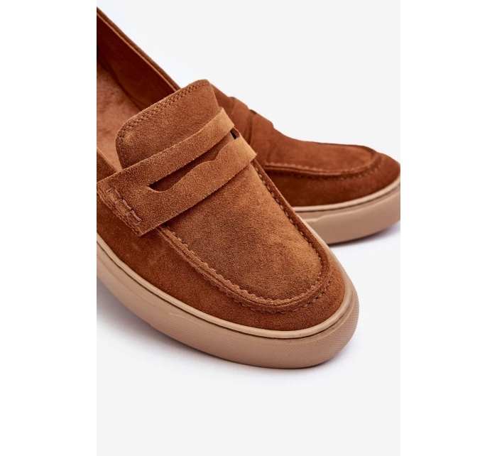 Mužské semišové loafers polobotky Zazoo 1566 hnědé