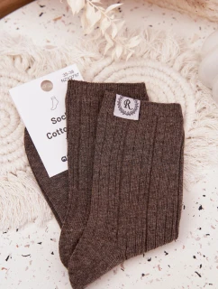 Bavlněné ponožky pruhované dámské tmavě šedé