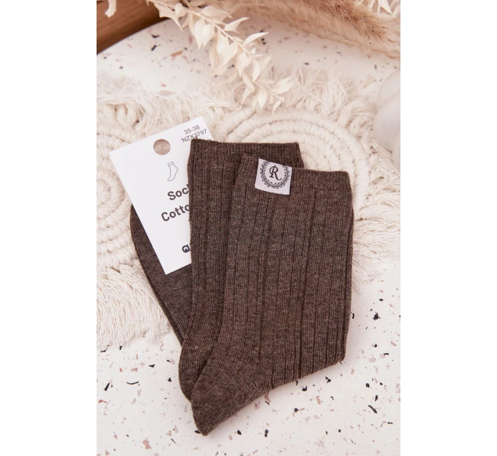 Bavlněné ponožky pruhované dámské tmavě šedé