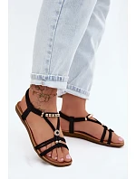 Dámské ploché sandály s pásky Černé Zelda