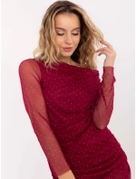 Sukienka MI SK model 21755200 bordowy - FPrice Sukienka MI SK model 21755200 bordowy - FPrice