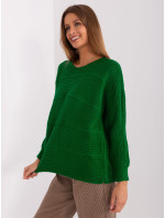 Zelený dámský klasický svetr s copánky
