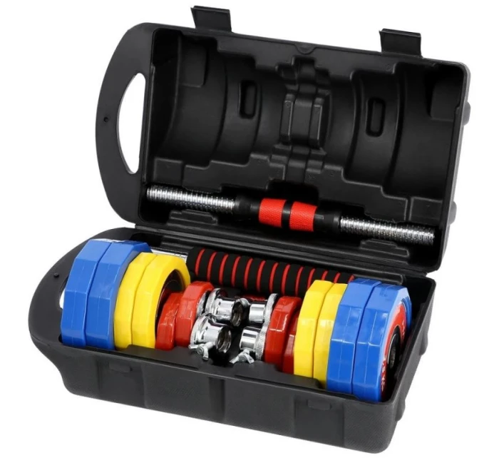 Barevné činky s funkcí činky v kufříku HMS SKC20 2 x 10 kg