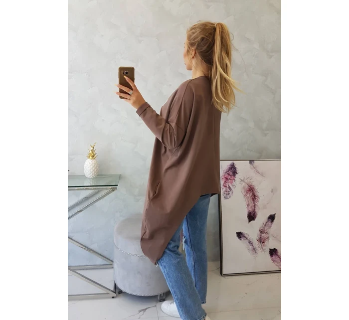 Halenka s oversize potiskem mocca