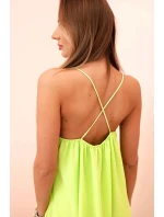 Dlouhé šaty bez ramínek neonově zelená