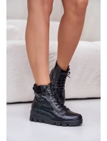 Lehké Zateplené Dámské Boty Na Platformě A Klínu Černé Savindria Lehké Zateplené Dámské Boty Na Platformě A Klínu Černé Savindria