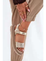 Dámské kožené sandály na platformě zlaté Zazoo 40443