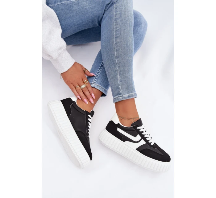 Dámské tenisky na platformě z eko semiše Černé Cadrina Dámské tenisky na platformě z eko semiše Černé Cadrina