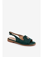 Dámské sandály na ploché podrážce s ozdobným detailem S.Barski KV61-6015 Zelené