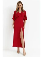 K163 Maxi šaty - červené