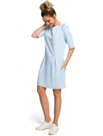M422 Šaty se spadlým pasem a mašlí - světle modré