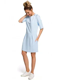 M422 Šaty se spadlým pasem a mašlí - světle modré