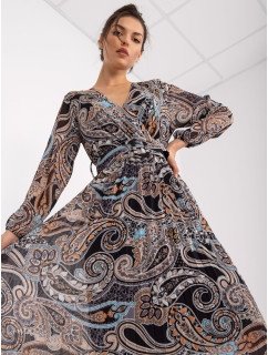 Černé plisované midi šaty s orientálními vzory