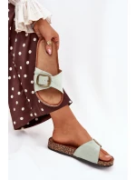 Dámské pantofle s přezkou na korkové platformě – mentolové Zavira Dámské pantofle s přezkou na korkové platformě – mentolové Zavira