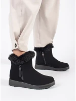 Zajímavé dámské kotníčkové boty černé bez podpatku Zajímavé dámské kotníčkové boty černé bez podpatku