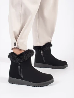 Zajímavé dámské  kotníčkové boty černé bez podpatku