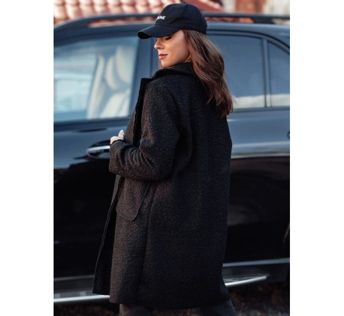 Dámský oversize dlouhý kabát BARALITE z jehněčí kůže černý FashionStreet NY0709