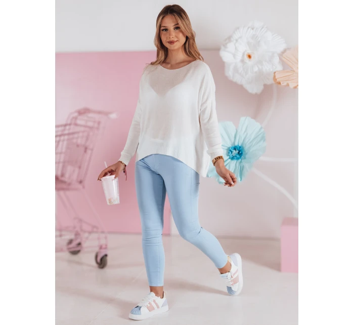 Dámský oversize hladký svetr SENZIA ecru FashionStreet MY2450