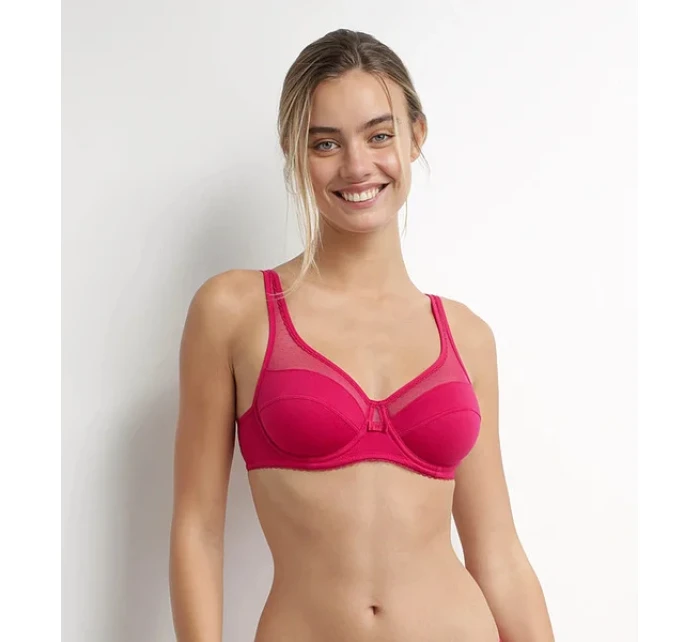 Dámská podprsenka z bio bavlny DIM GENEROUS COTTON BIO BRA - DIM - červená