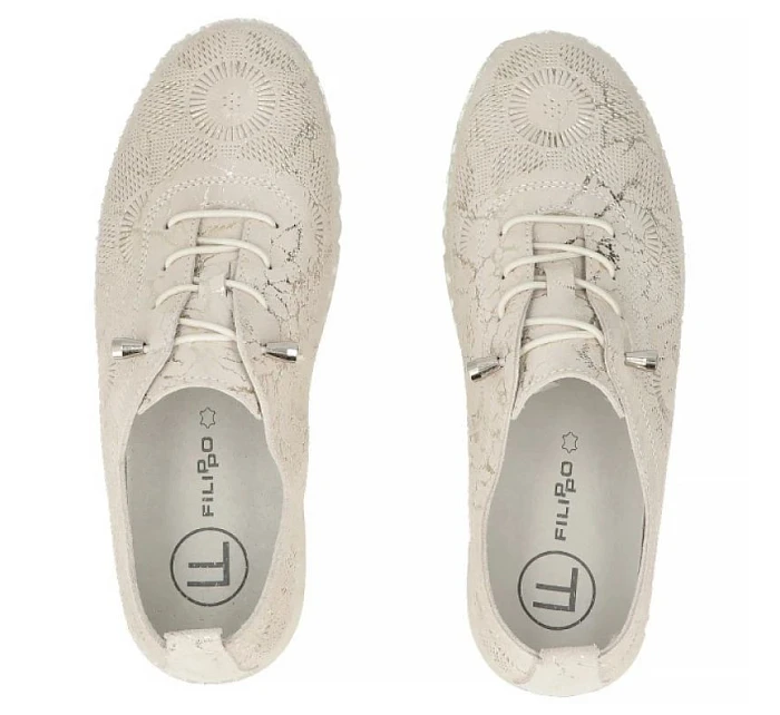 béžové kožené polobotky s podrážkou model 22097355 - FILIPPO béžové kožené polobotky s podrážkou model 22097355 - FILIPPO