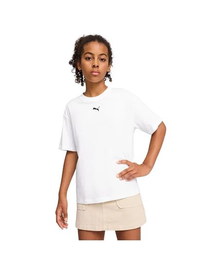 Dětské tričko Puma Ess Centered Cat Logo Boxy Tee, bílé, 685131 02