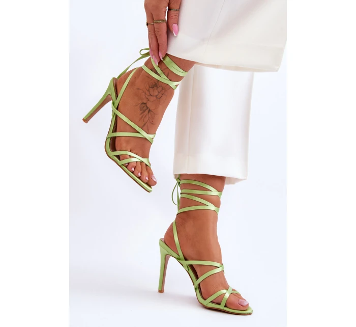 Dámské Sandály Vázané Na Vysokém Podpatku Zelená model 21619408 - Boto Dámské Sandály Vázané Na Vysokém Podpatku Zelená model 21619408 - Boto