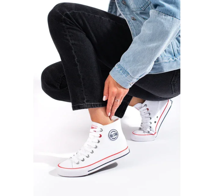 Stylové bílé tenisky dámské bez podpatku Stylové bílé tenisky dámské bez podpatku