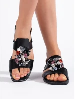 Stylové černé sandály dámské na plochém podpatku Stylové černé sandály dámské na plochém podpatku