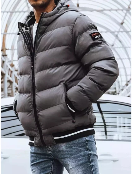 FashionStreet šedá oboustranná pánská zimní bunda TX4198