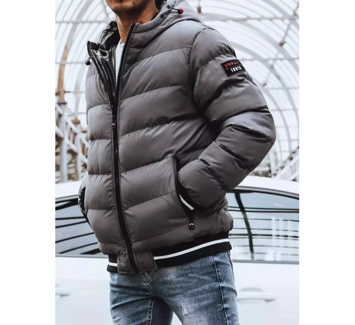 FashionStreet šedá oboustranná pánská zimní bunda TX4198